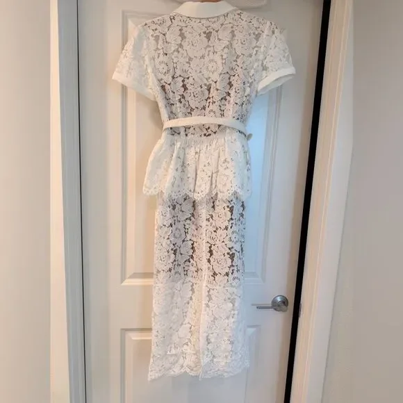 NWOT Self-Portrait WHITE LACE PEPLUM MIDI DRESS, size US4 - Picture 16 of 16
